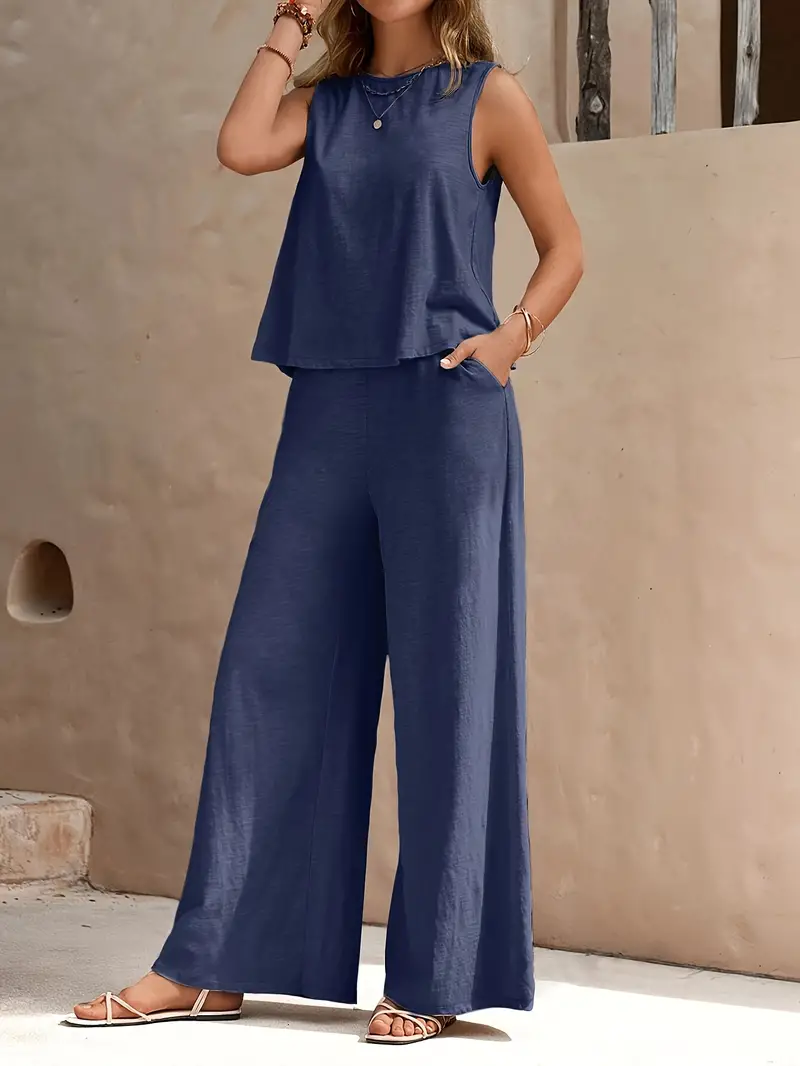 Women's Clothing Tank Top & Wide Leg Loose Pants Two-piece Set