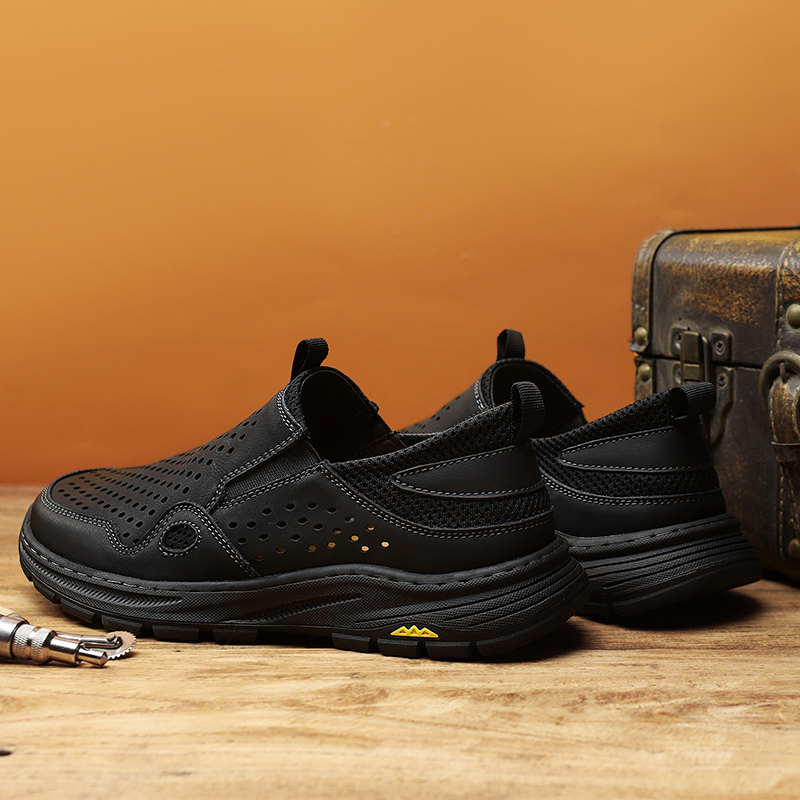 ⏰Limited Time 60% OFF🛒 Men’s Handmade Slip-On Leather Walking Sneakers – Orthopedic Support, Breathable & Anti-Slip Genuine Cowhide Loafers