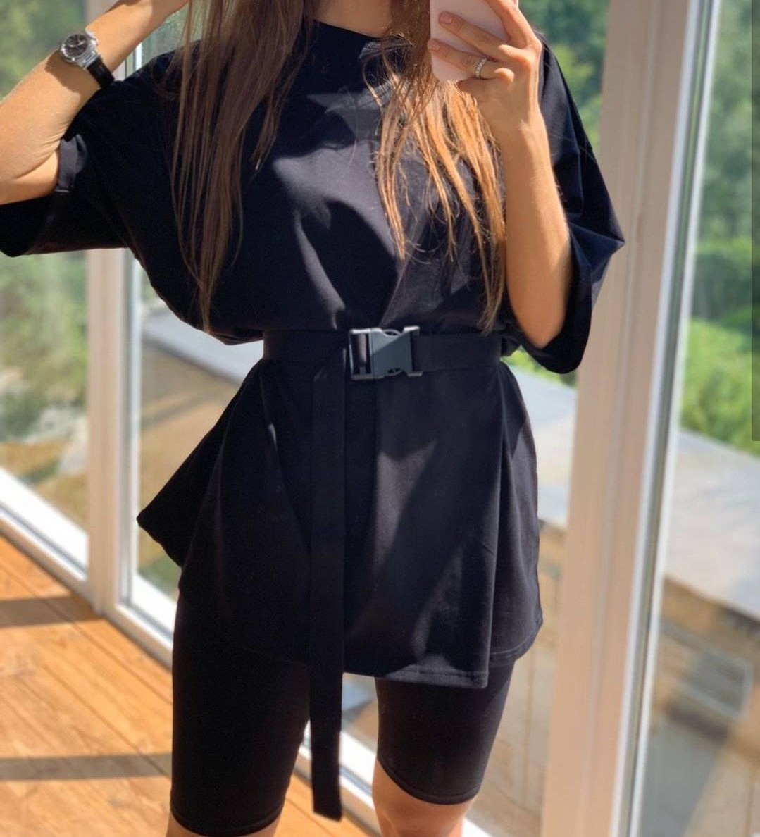 Casual O Neck Short Sleeve Shirt Top and Bodycon Shorts Two Piece Set