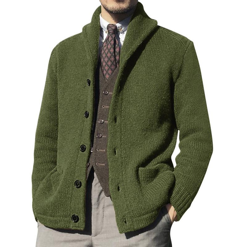 Men's Solid Color Button Knit Jacket