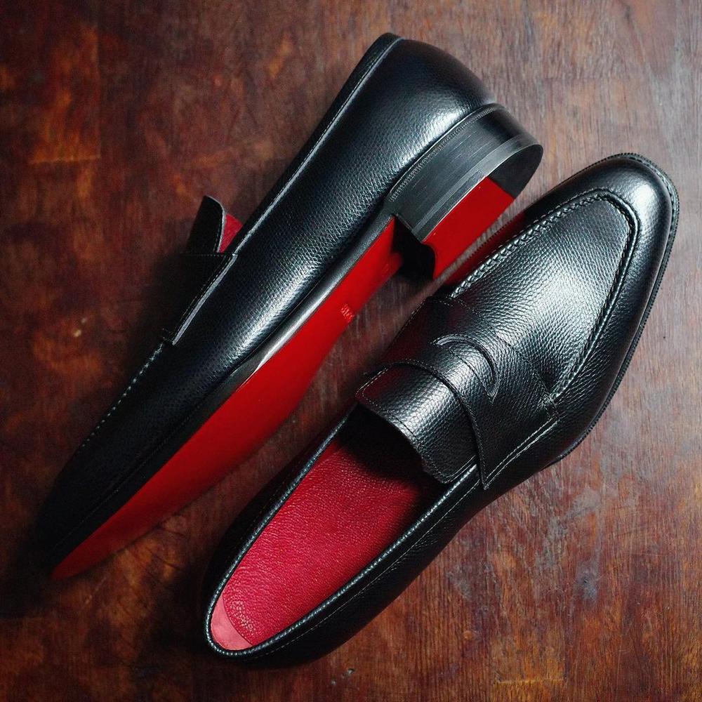 RED BOTTOM BLACK PENNY LOAFER-Zittor