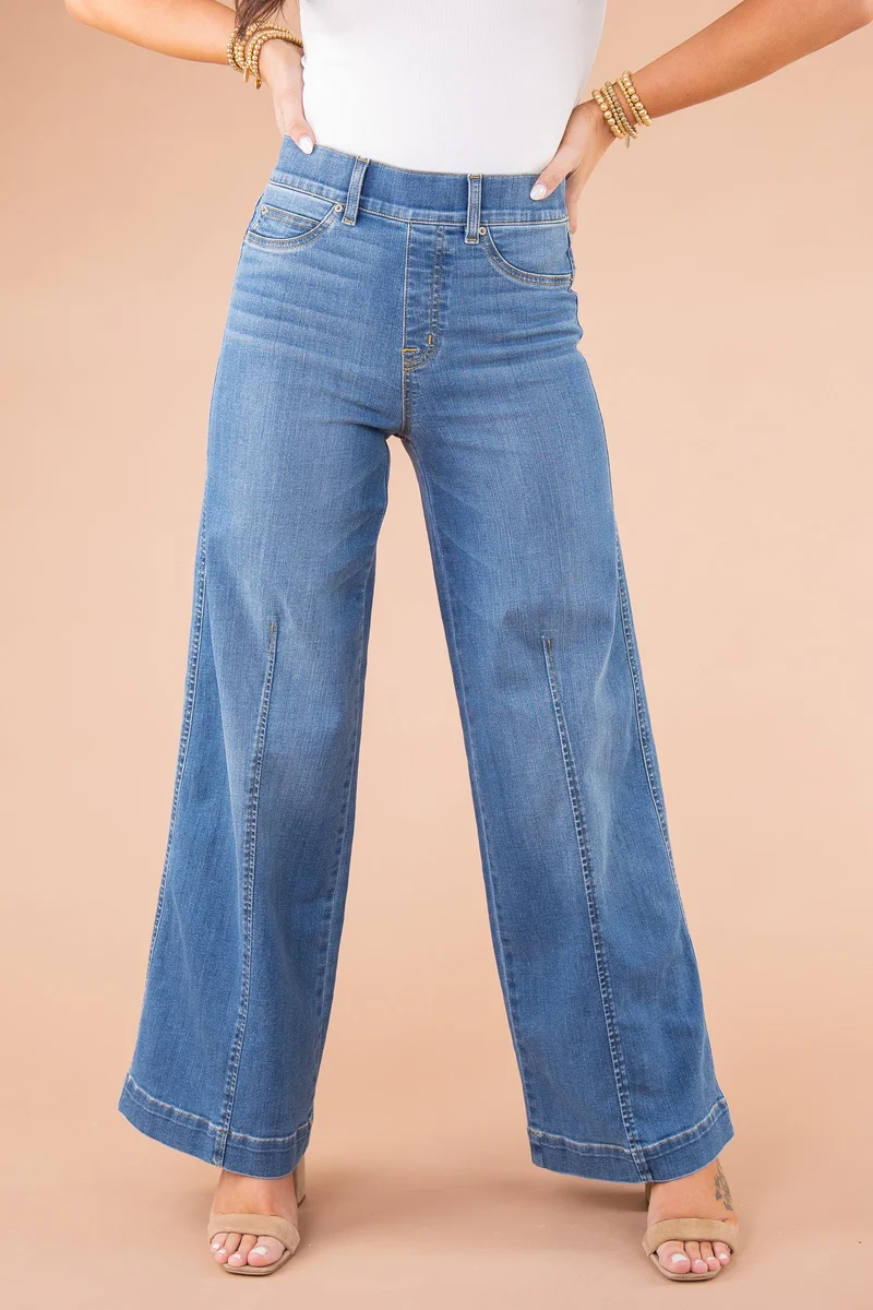 Last Day 50% OFF🔥Seamed Front Wide Leg Jeans