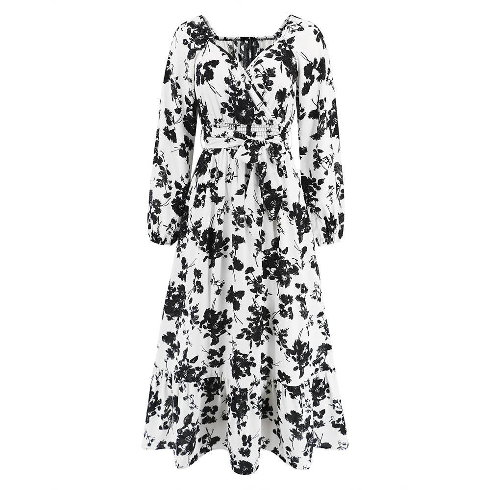 🔥Temperament lantern sleeve cake dress