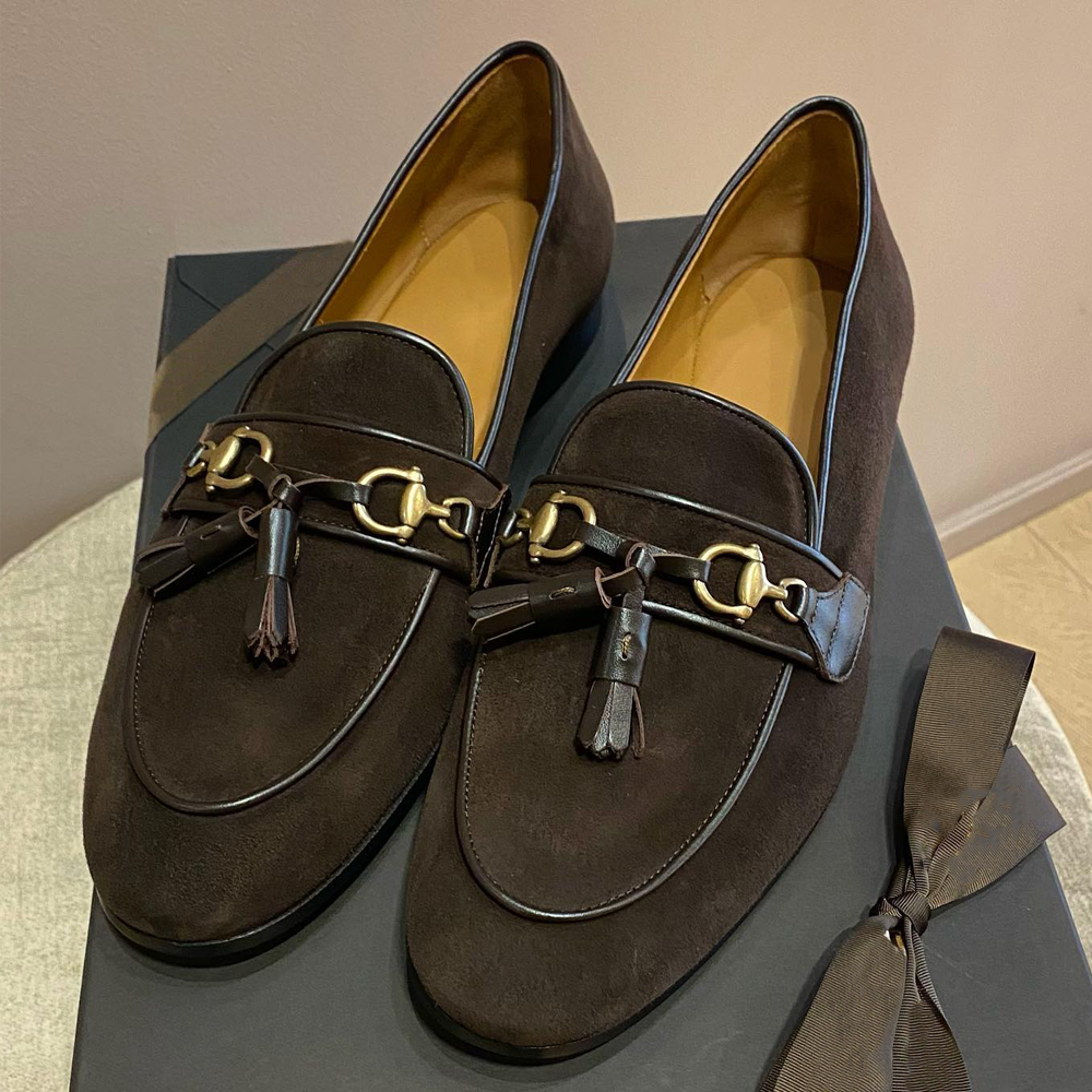 Brown Suede Tassel Loafer-Zittor