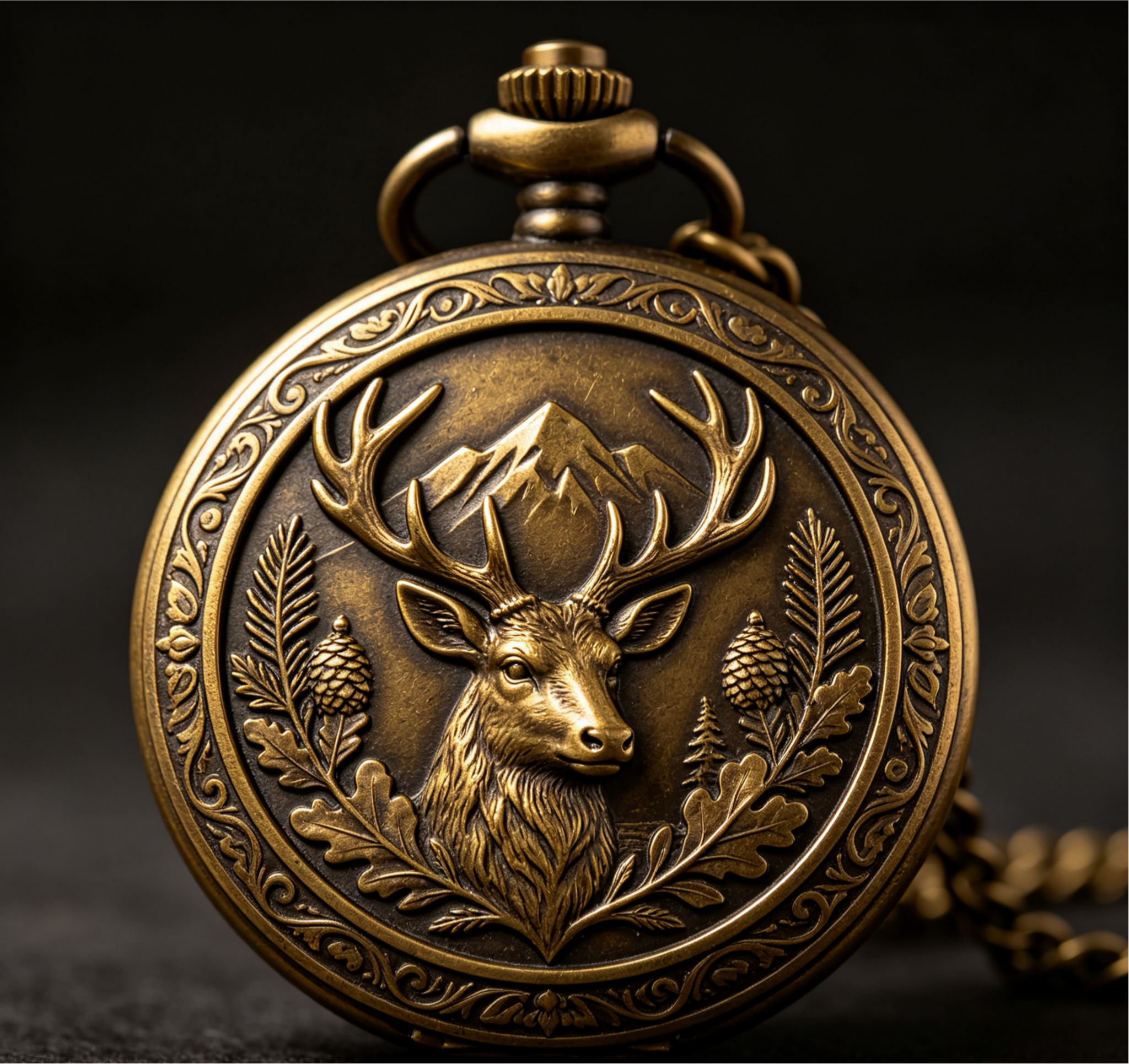 Vintage Engraved Brass Mechanical Pocket Watch, Timeless Heritage Gift