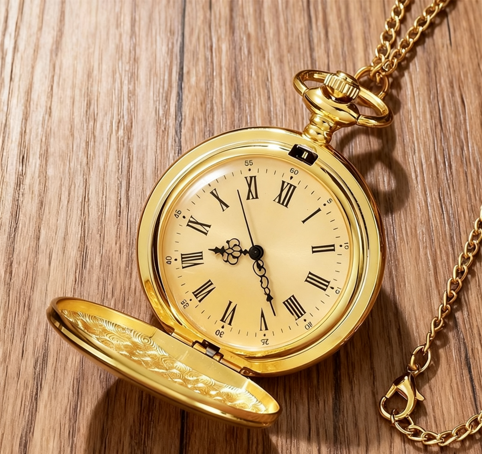 Vintage Engraved Brass Mechanical Pocket Watch, Timeless Heritage Gift