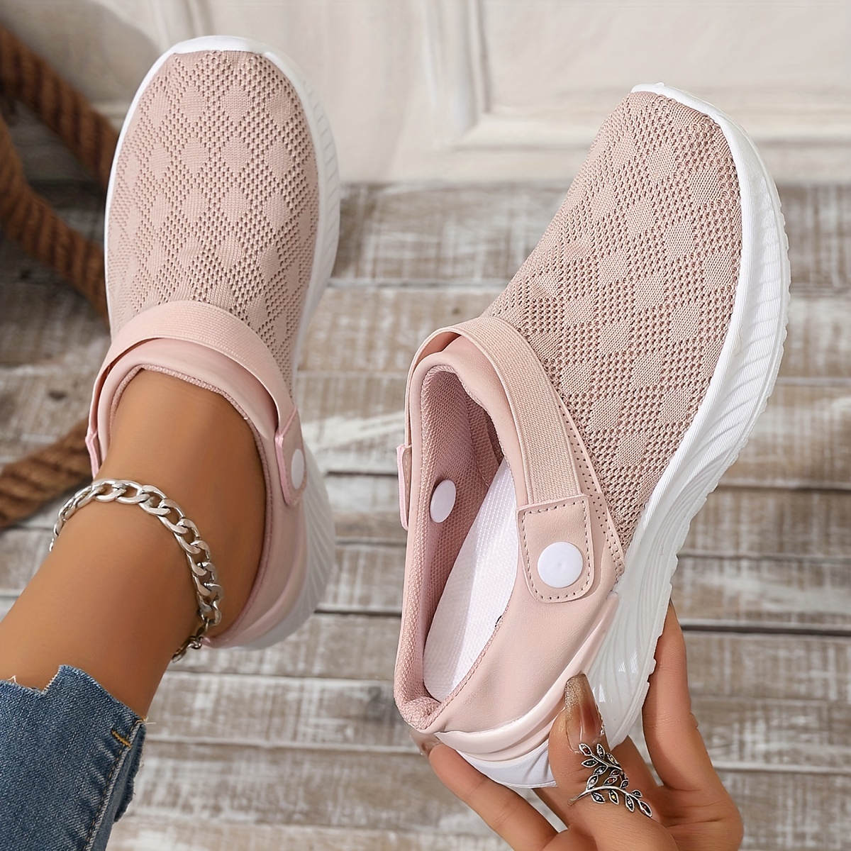 Women's Breathable Knit Mule Sneakers