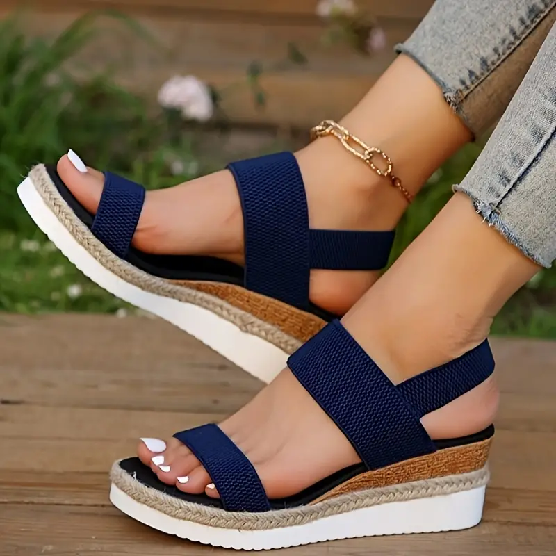 simple wedge sandals women s casual elastic band summer details 7