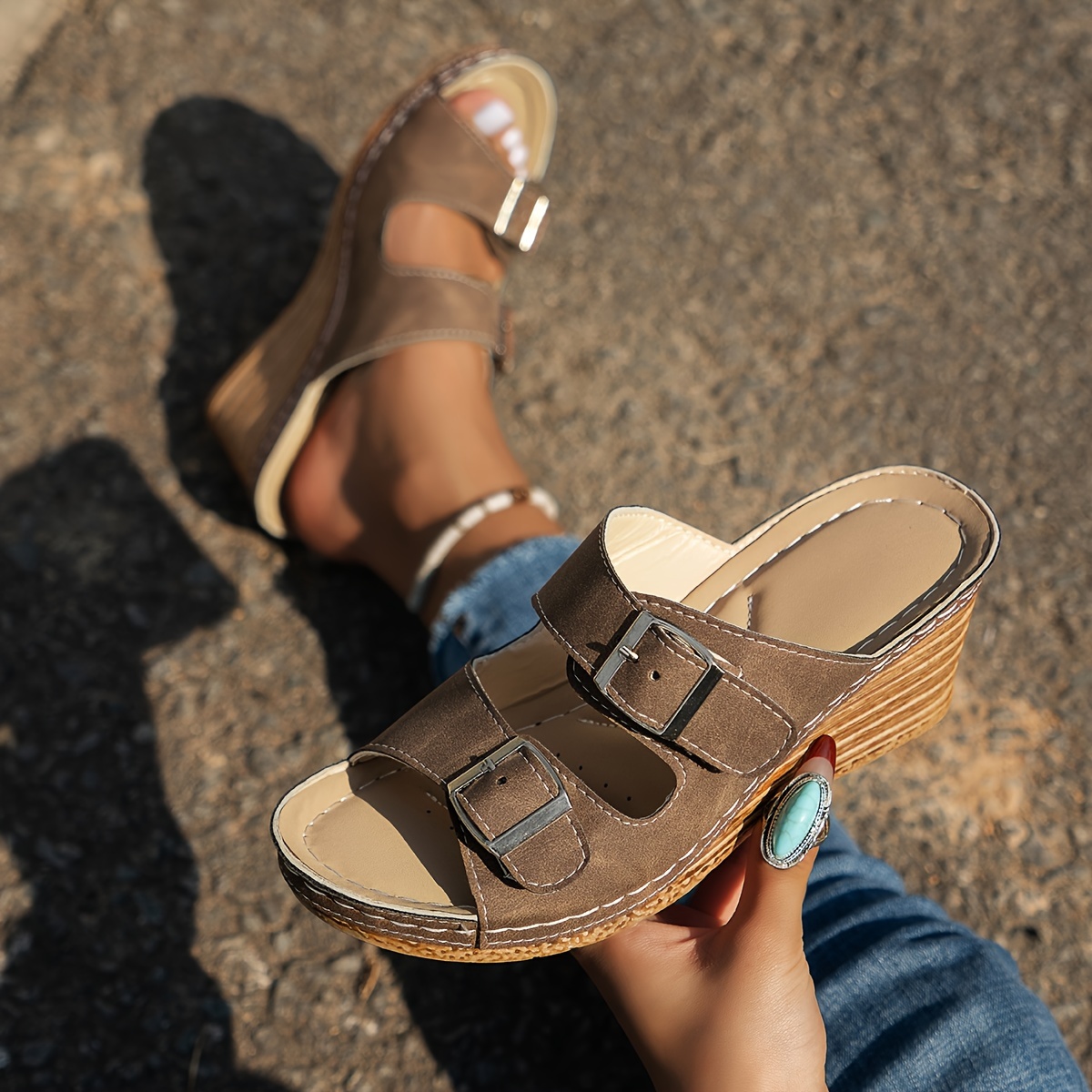 🔥Summer Sale 50%🔥Women‘s Comfortable Buckle Belts Platform Sandals