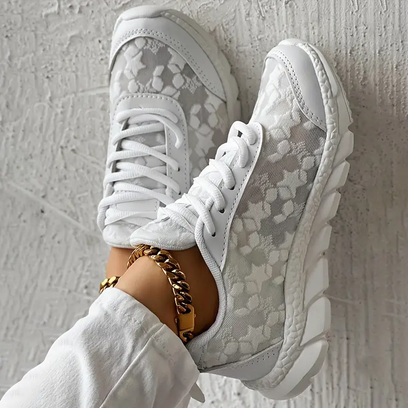Women s Lace Solid Color Sneakers Platform Lace Soft Sole details 4