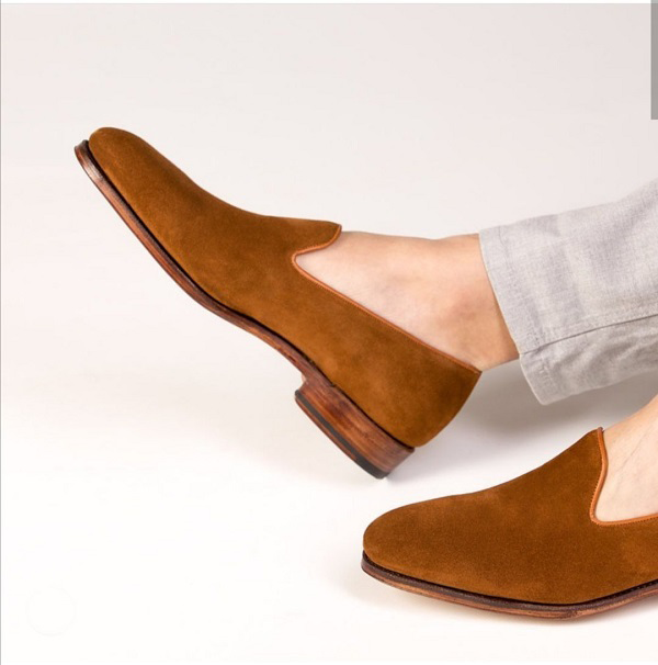 Suede Light Brown Slip On Shoes-Zittor