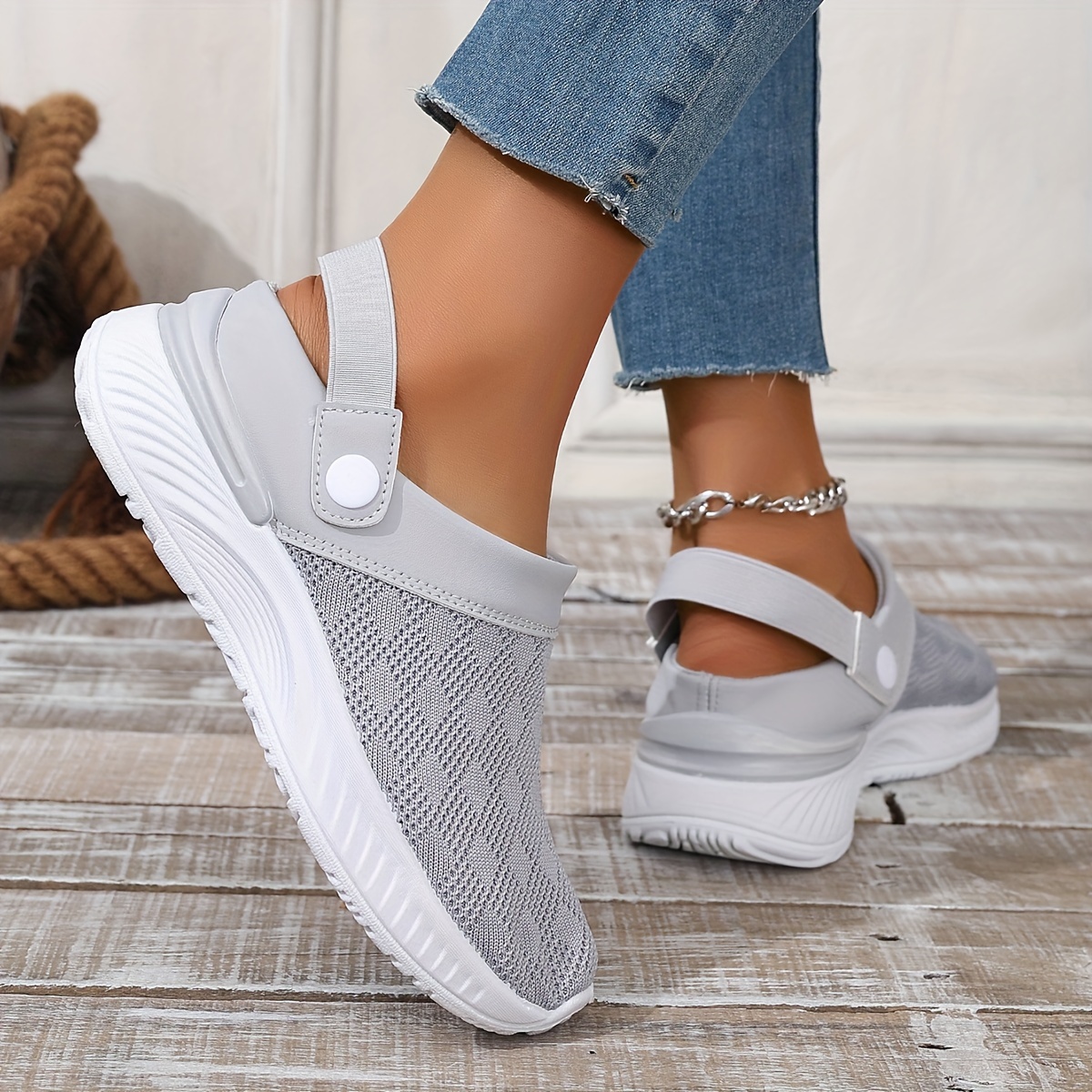 Women's Breathable Knit Mule Sneakers