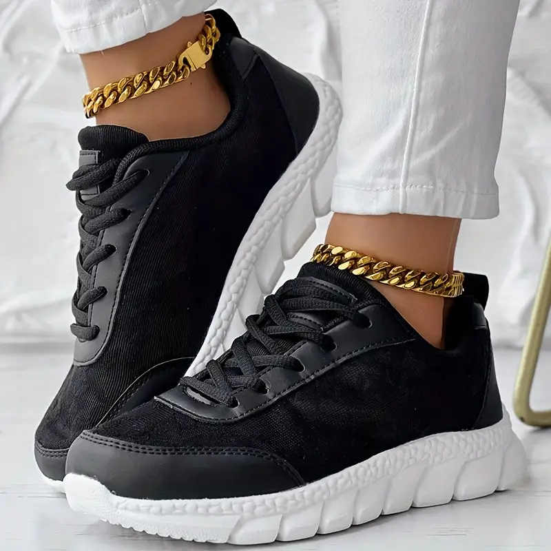 Women s Lace Solid Color Sneakers Platform Lace Soft Sole details 6
