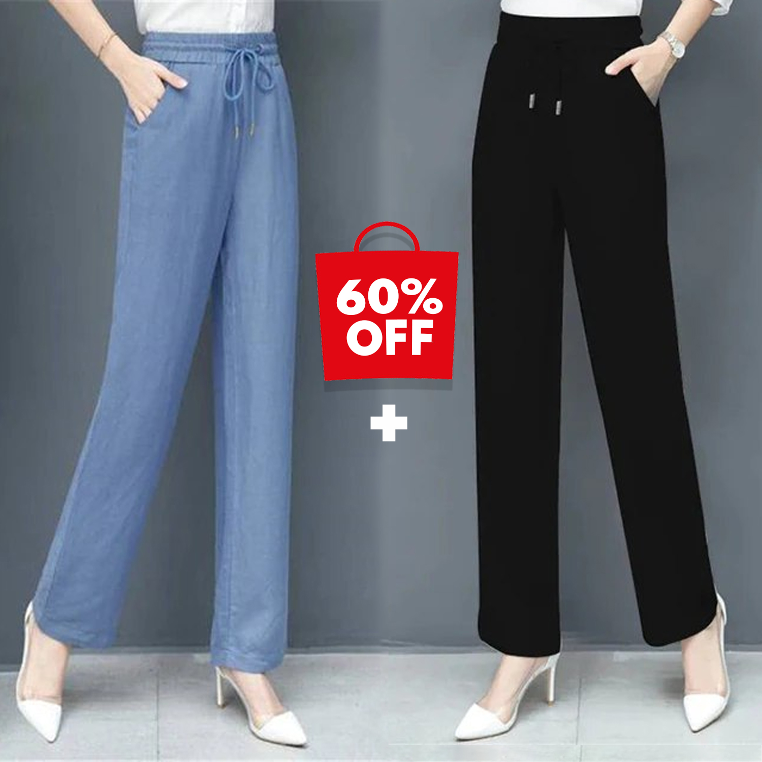 (🌞Summer Sale - 50% OFF💥) High Waist Loose Ice Silk Pants 🧊