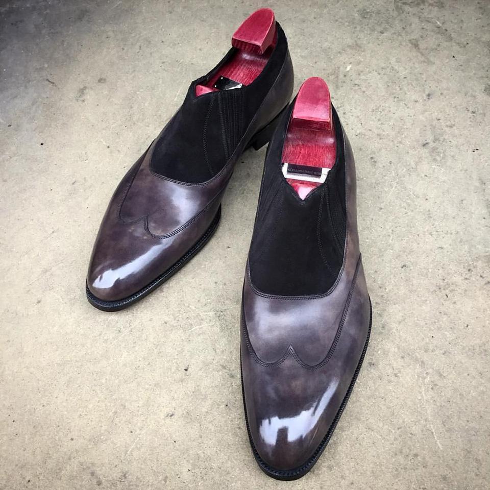 Suede Stitching Men Dress Shoes-Zittor