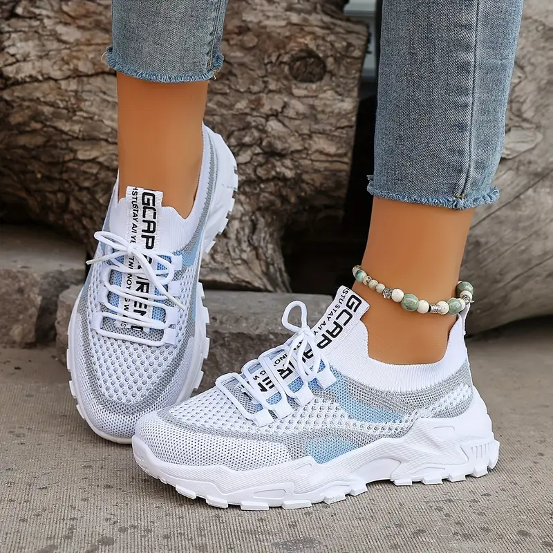 Women s Colorblock Knitted Sneakers Stylish Breathable Low details 7