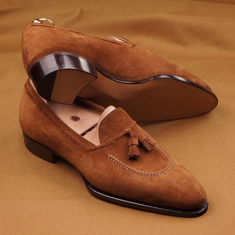Light Brown Suede Slip On Shoes-Zittor