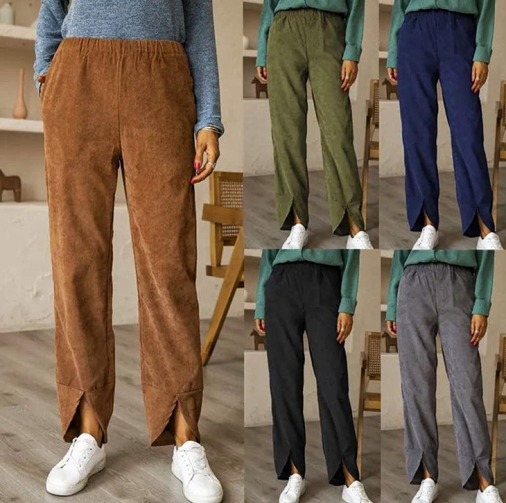 Women's thickened corduroy elastic waist straight casual pants-Buy 3 Get Free Shipping