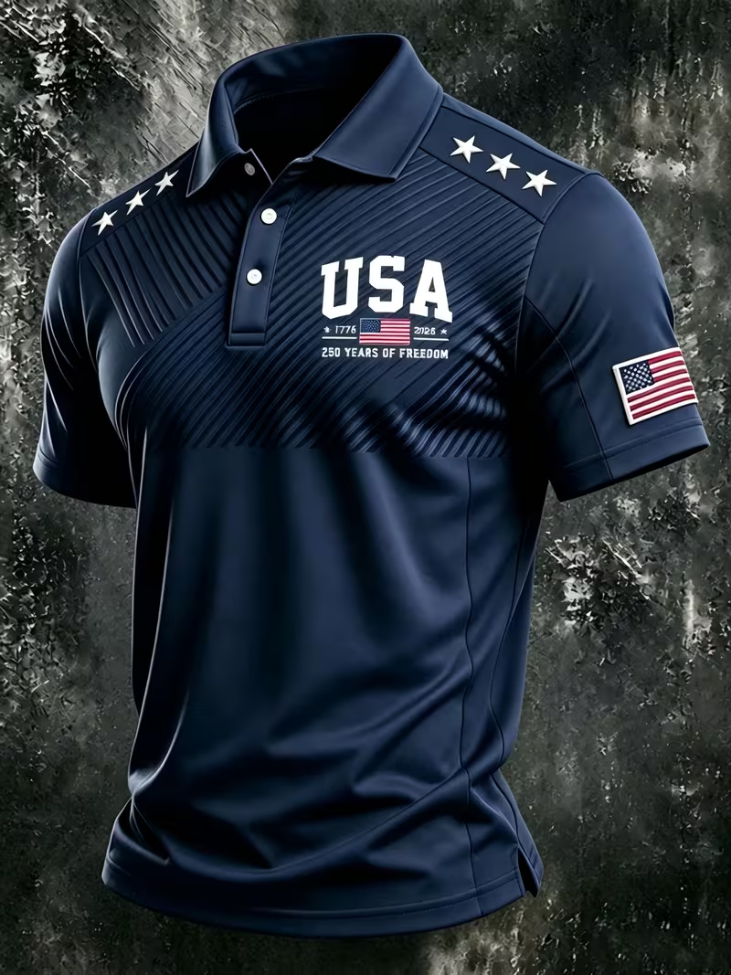 Men’s Patriotic Quick-Dry Tactical Polo Shirt-Embrace American Freedom