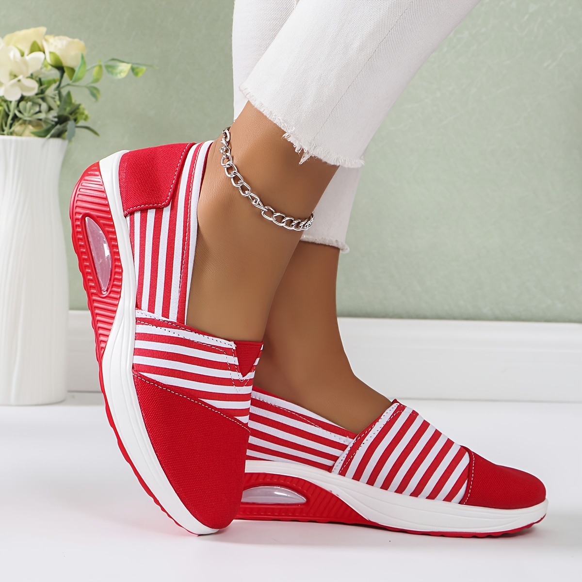 Women's Striped Comfortable Air Walking Shoes