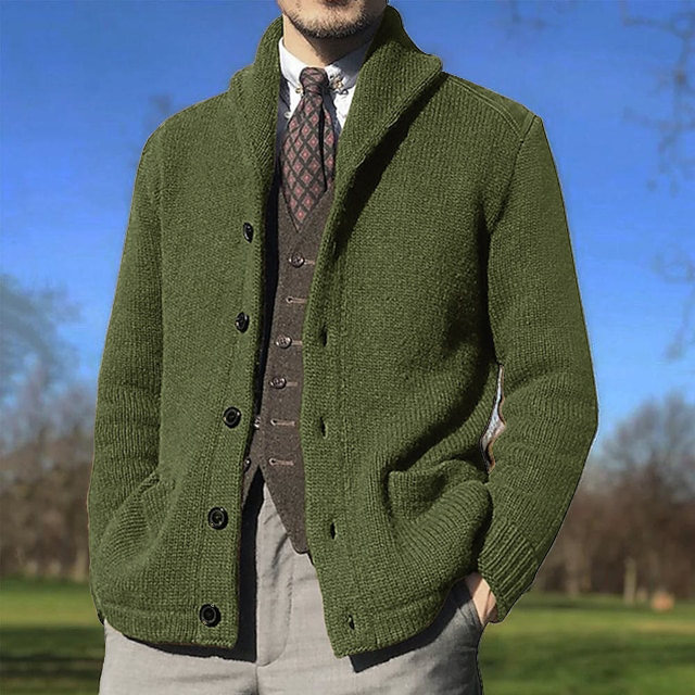 Men's V Neck Ribbed Knit Cardigan for Weekend Wear