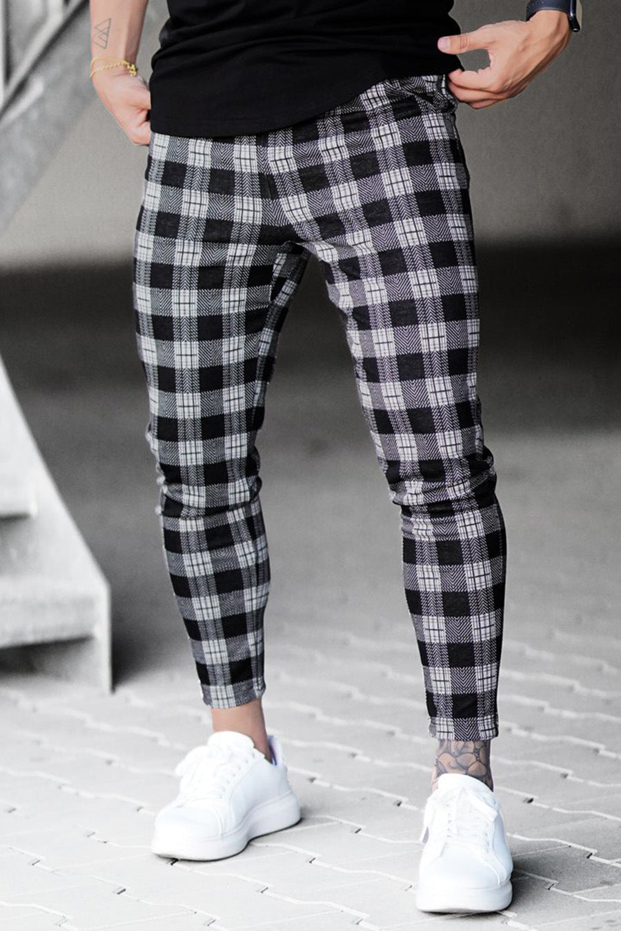 M's Check Print Pants-Zittor