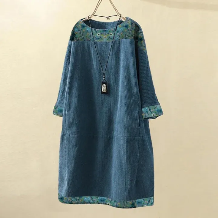Women's round neck A-line casual skirt dress-BUY 3 FREE SHIPPING