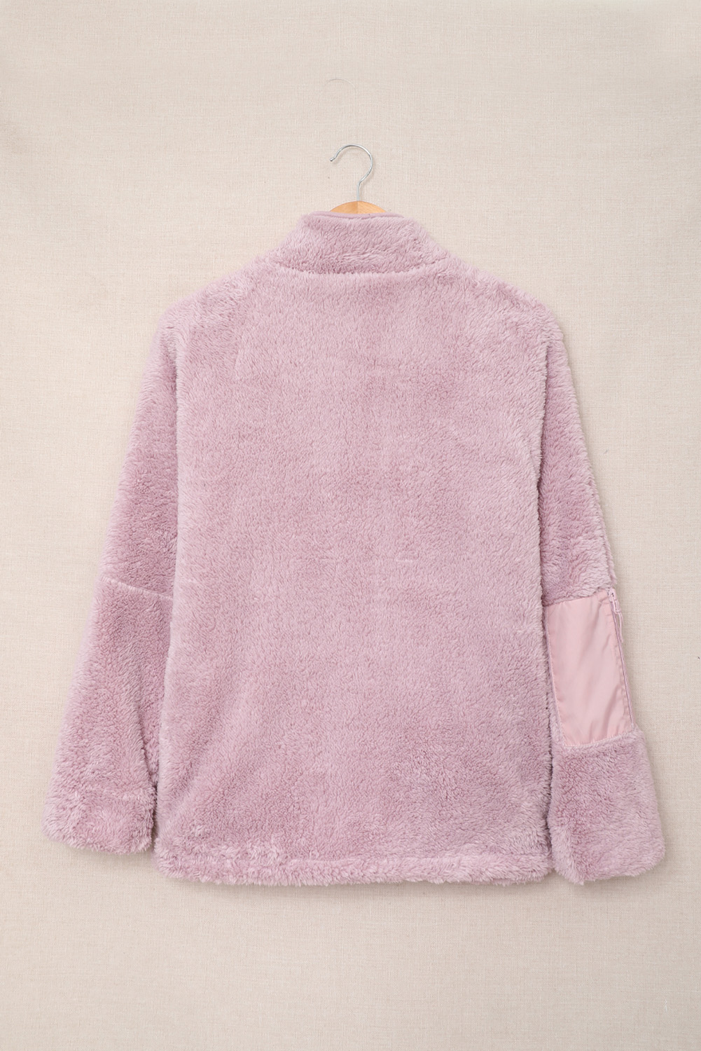 Blue Black Zip Up Sherpa Coat with Pocket