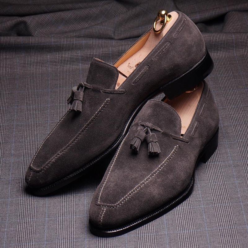 Brown suede tassels moccasins-Zittor