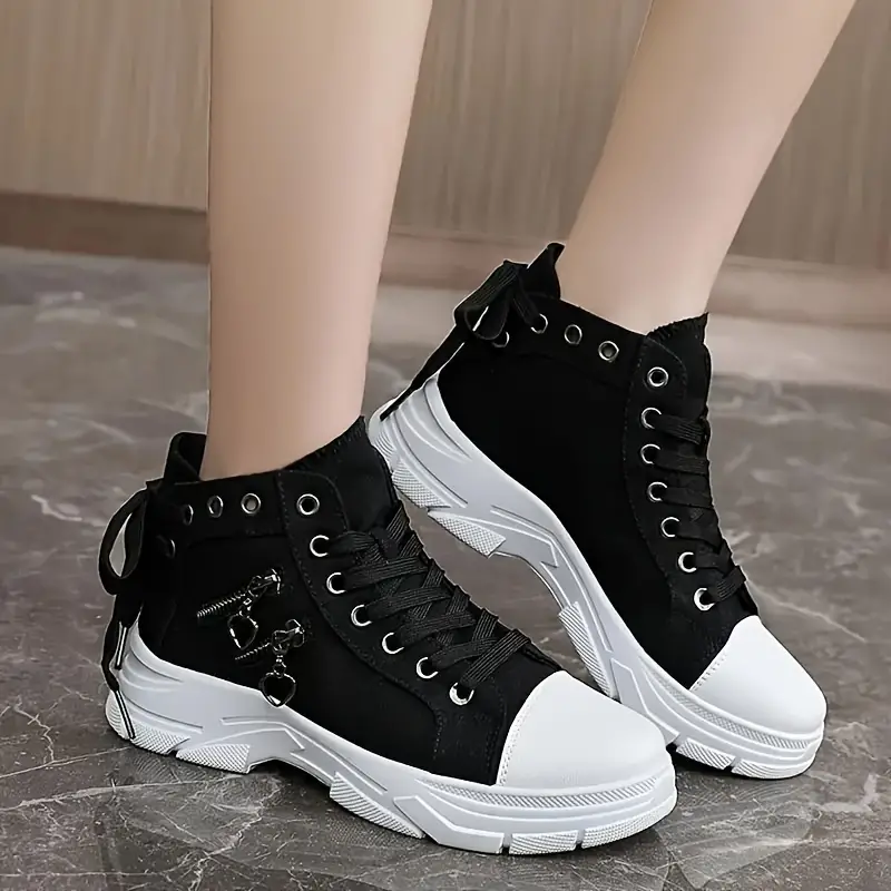 Women s Casual Denim Canvas Shoes Chunky Sole Fashion details 7