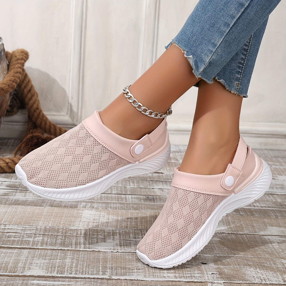 Women's Breathable Knit Mule Sneakers
