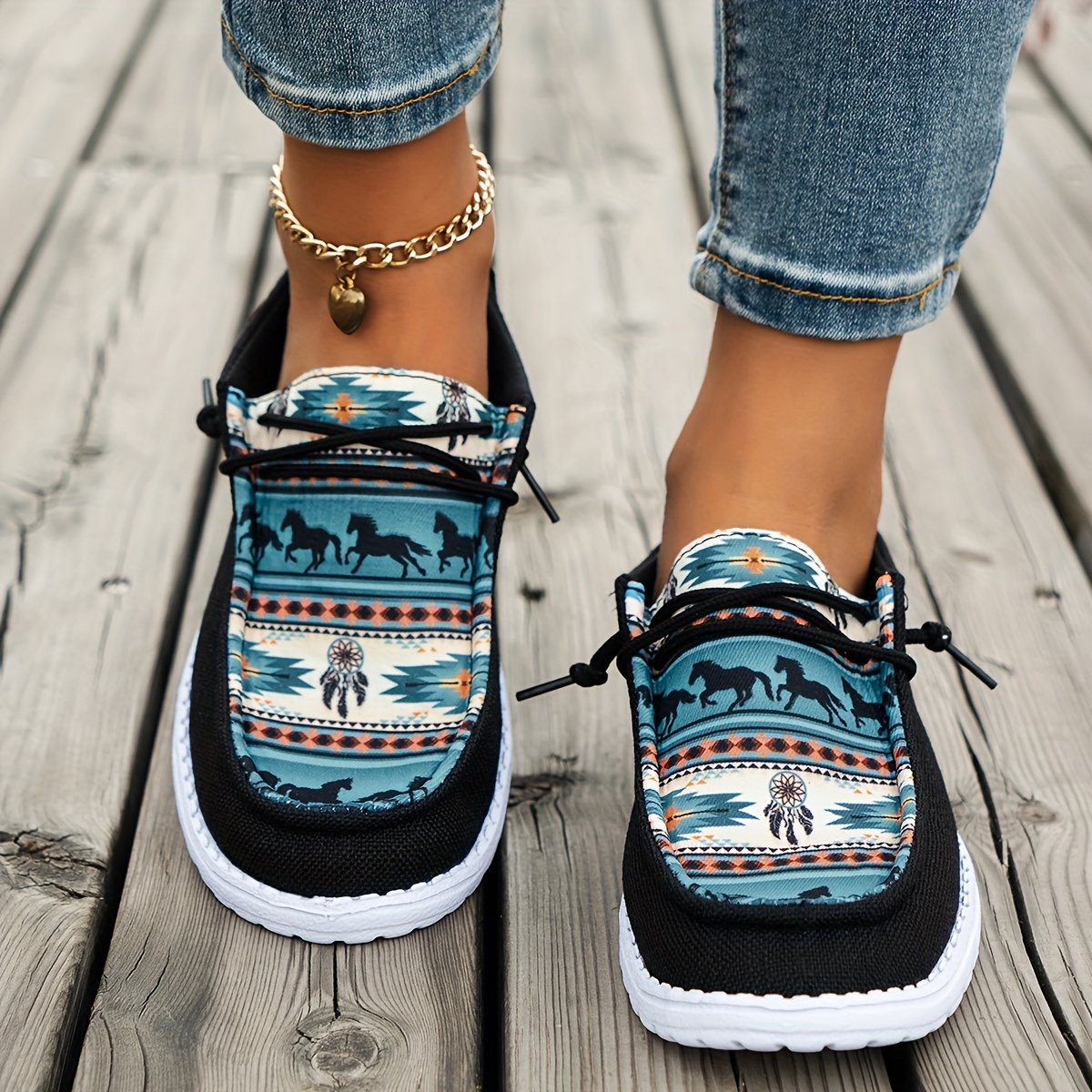 Women's Casual Orthopedic Canvas Shoes With Elastic Print