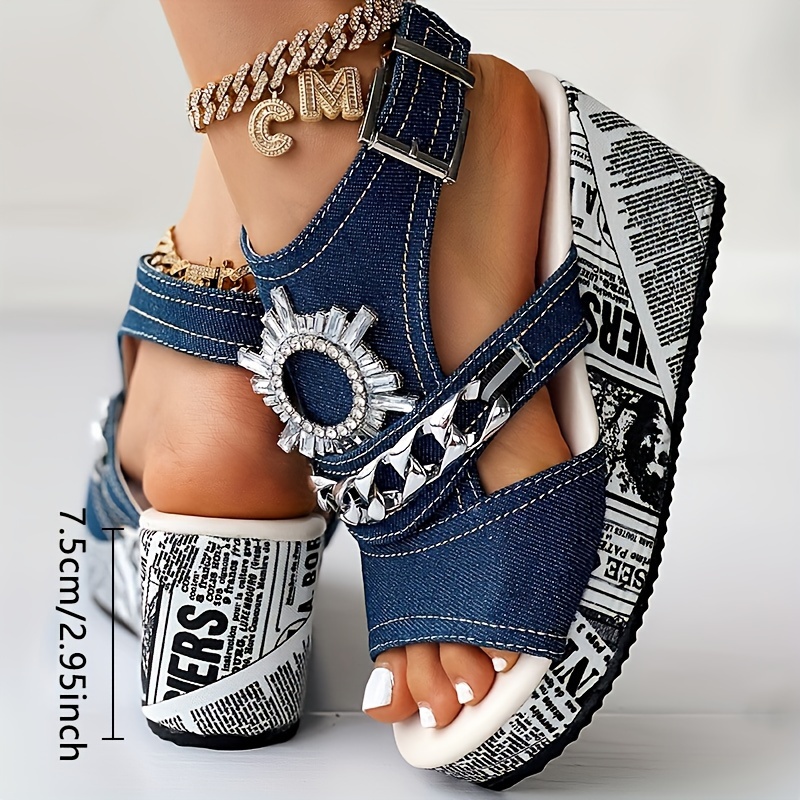 Women's Rhinestone Stylish Chain Sandals