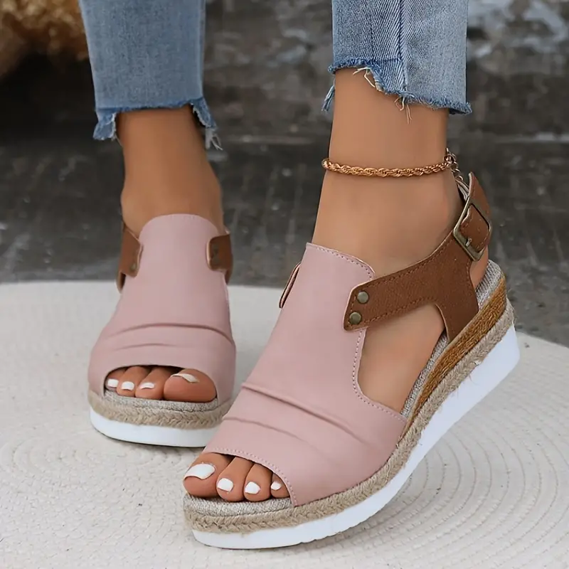 colorblock casual sandals women s ankle buckle strap comfy details 6