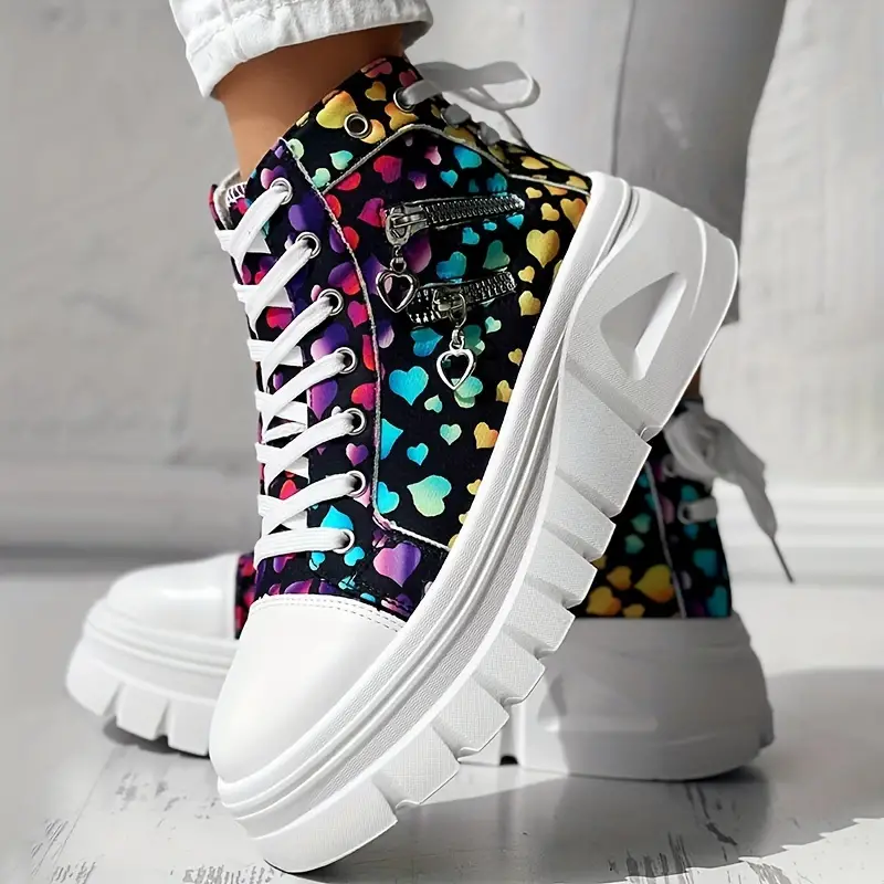 Women s Solid Color Denim Sneakers Lace Platform Soft Sole details 6