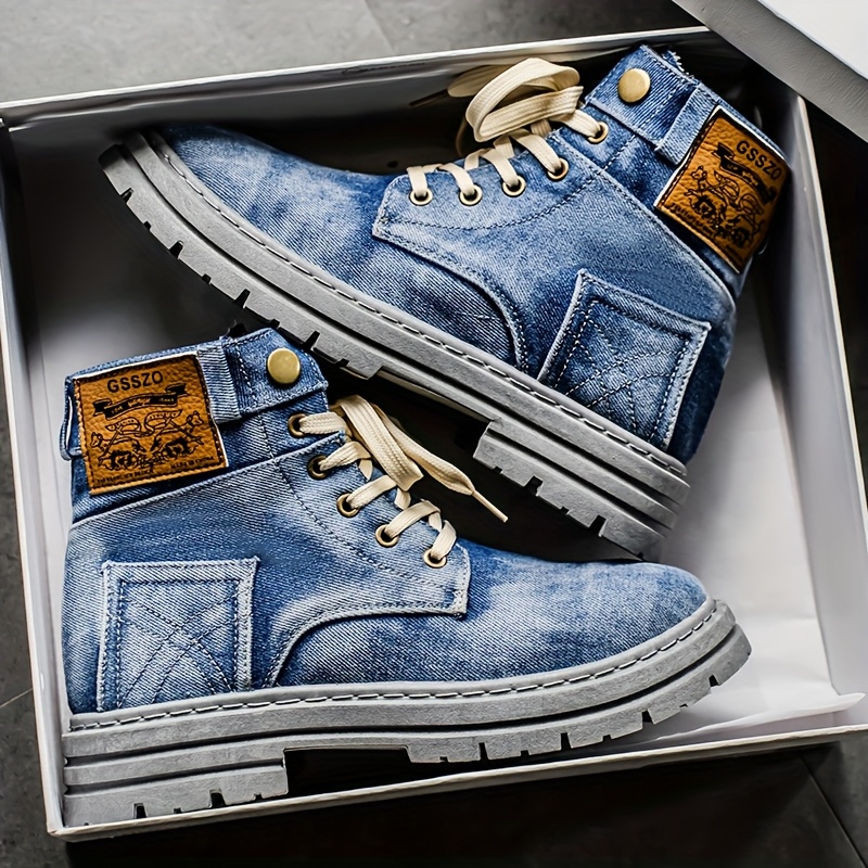 Men's Casual Streetwear Handmade denim Martin shoes