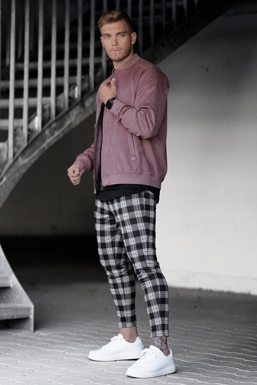 M's Check Print Pants-Zittor
