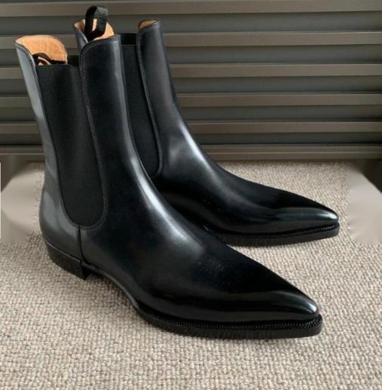 Black handmade men's boots-Zittor