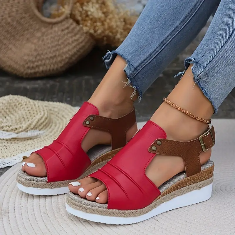 colorblock casual sandals women s ankle buckle strap comfy details 5