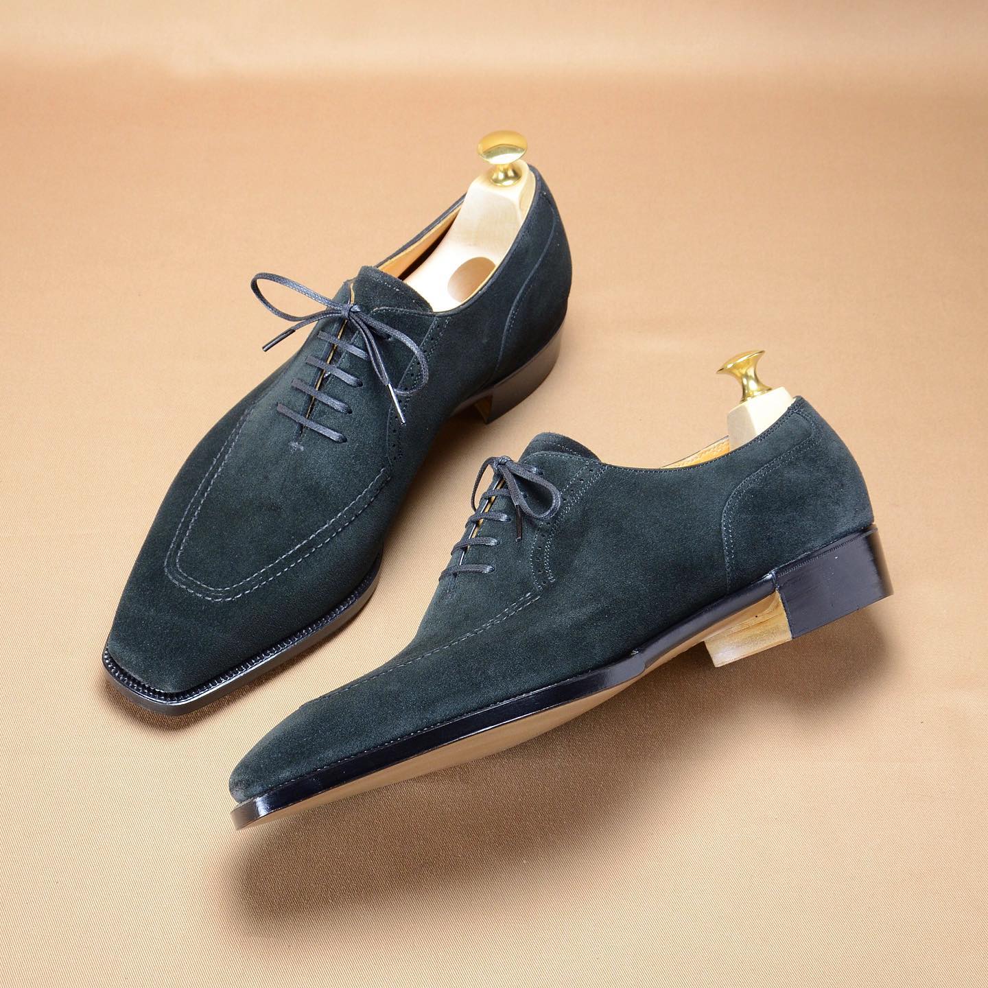 New lace-up blue-grey suede shoes-Zittor