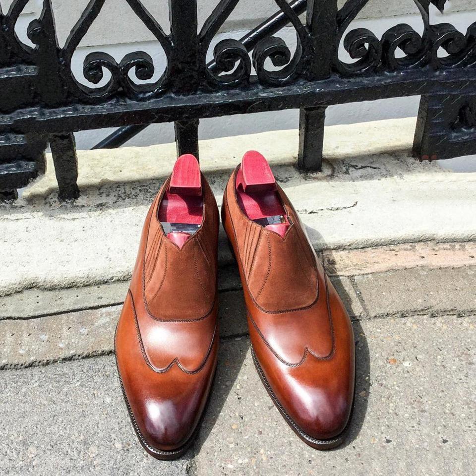 Suede Stitching Men Dress Shoes-Zittor