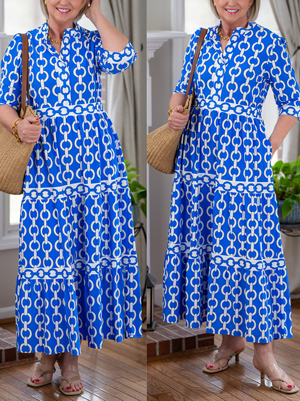 NEW🔥 Lapel Printed Dress