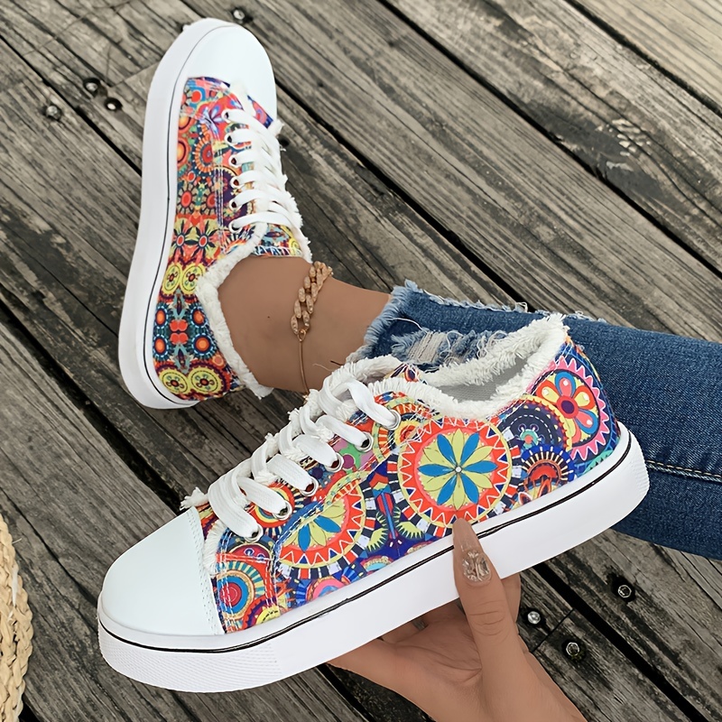 Women's Flower Print Orthopedic Canvas Sneakers