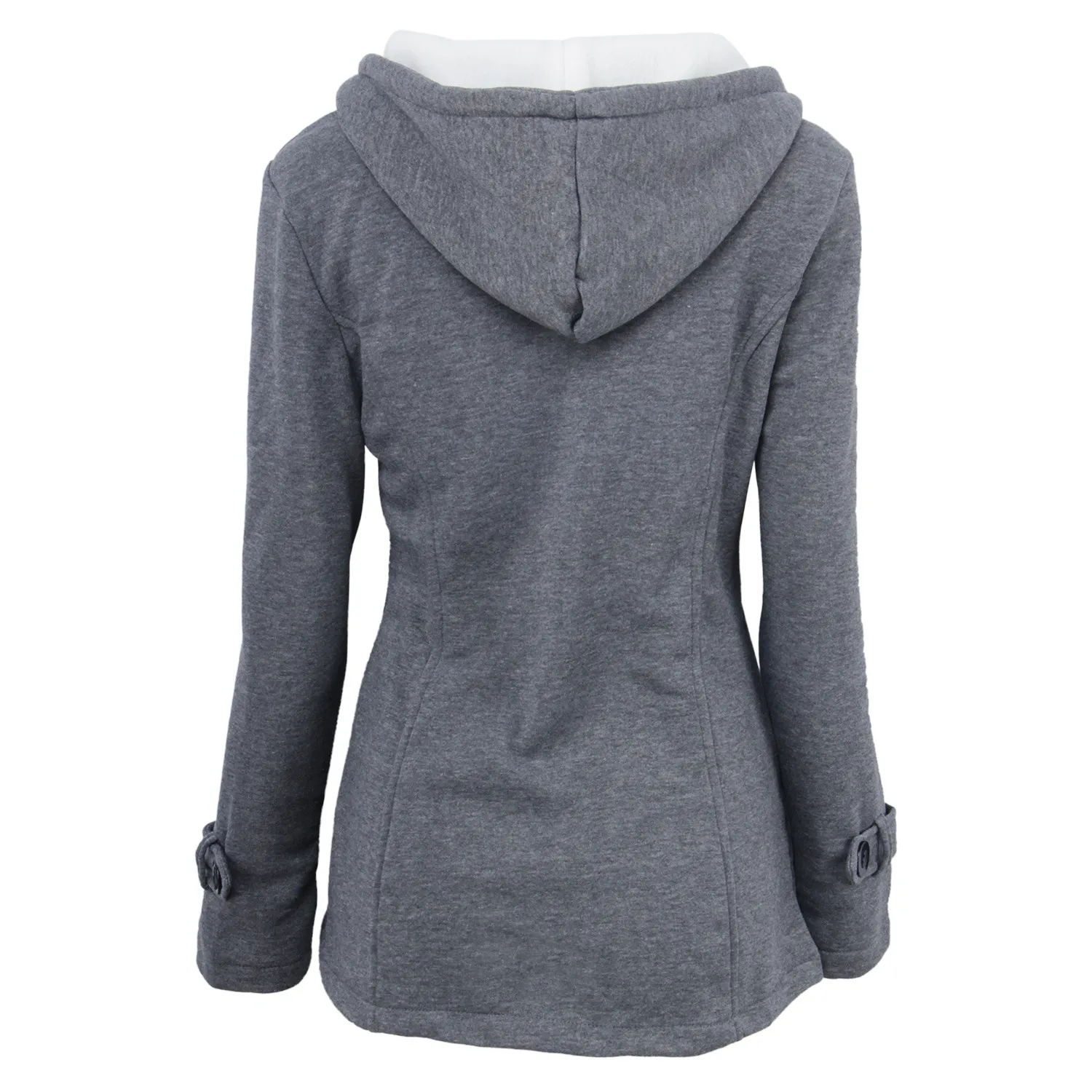 Women's horn button thickened hooded cotton coat