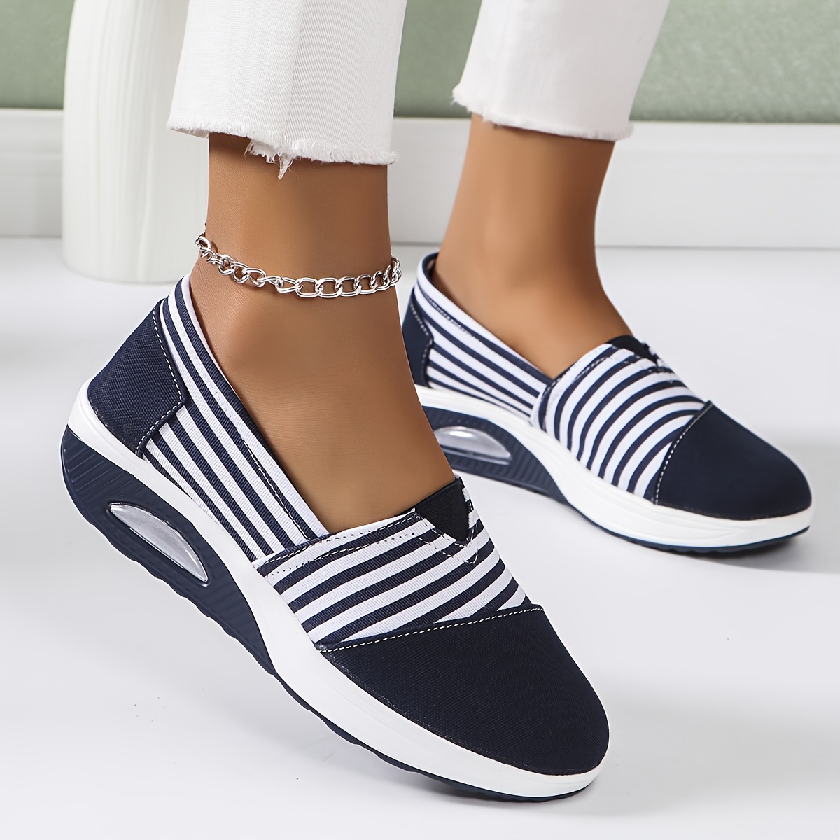 Women's Striped Comfortable Air Walking Shoes