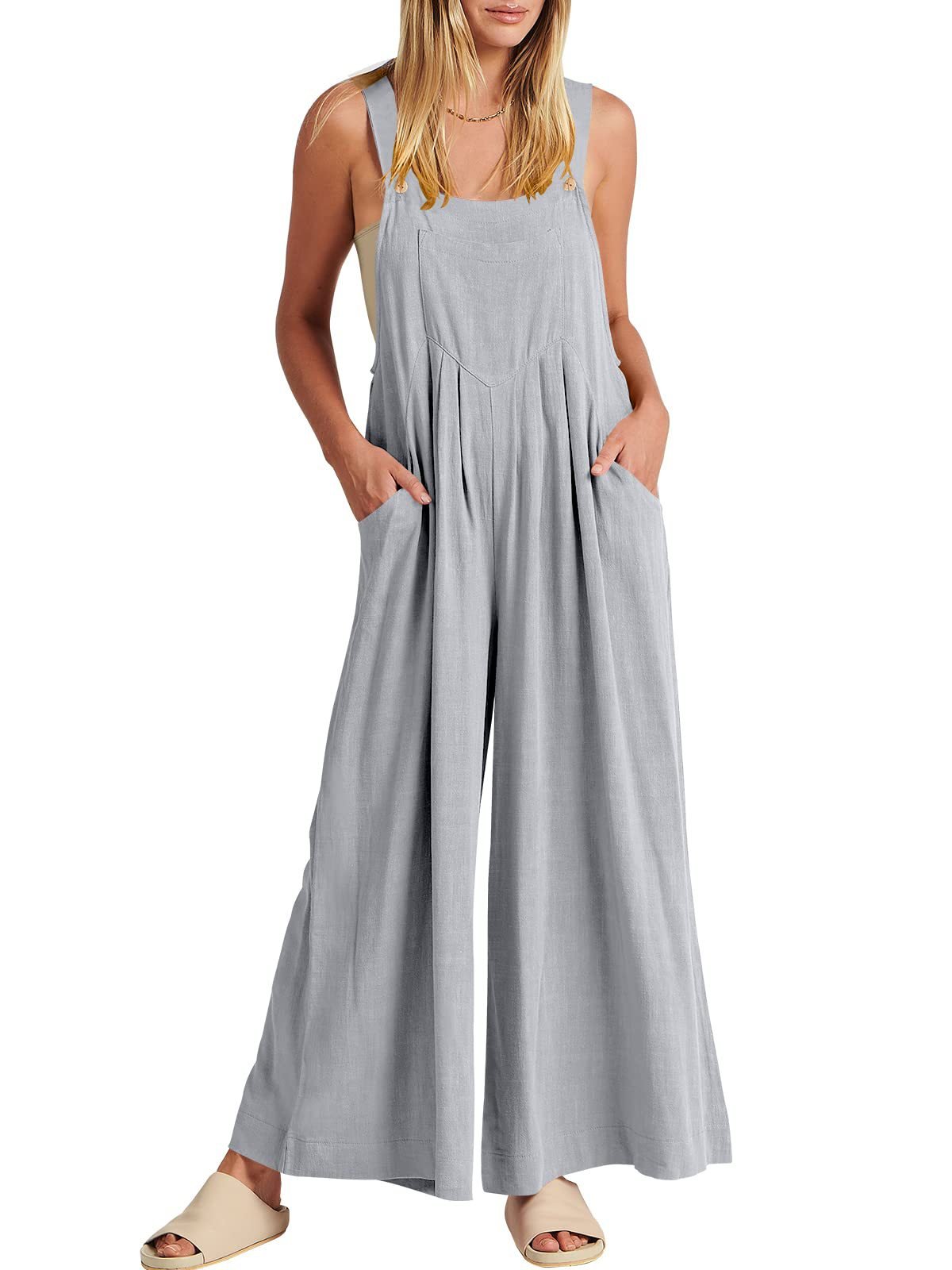 SUMMER SALE-PLUS SIZE WIDE LEG OVERALLS JUMPSUIT