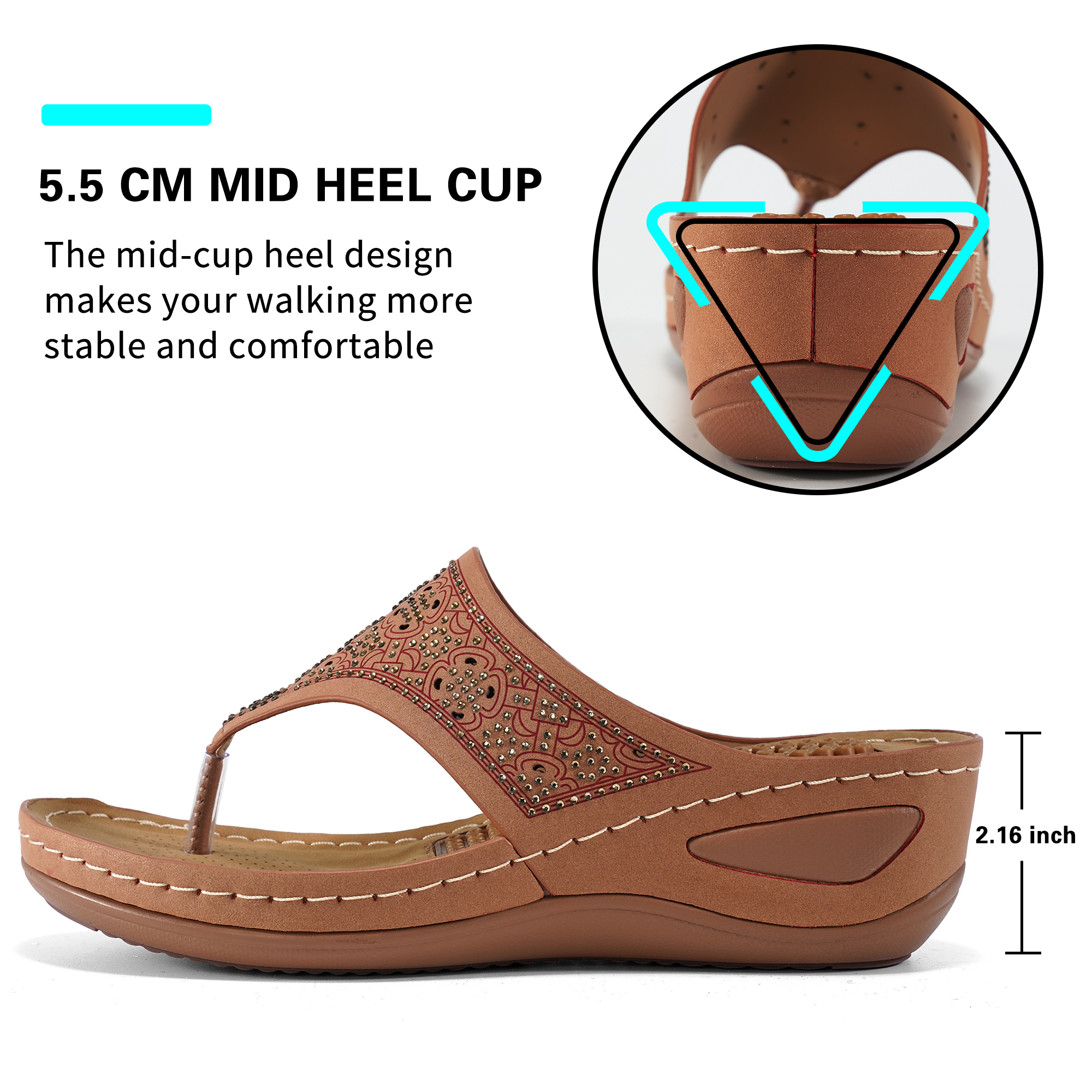 Womens  Sandals Flip Flops With Massage Function
