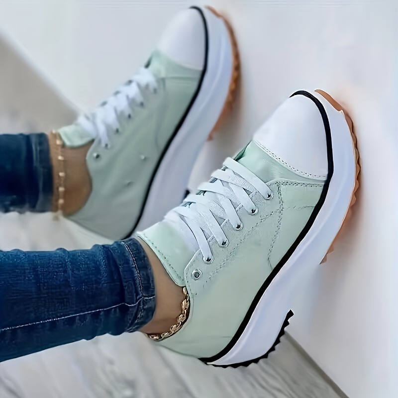 Women's Lace-Up Platform Canvas Sneakers