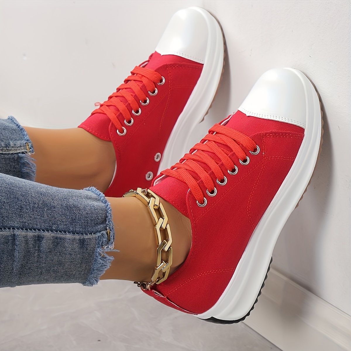 Women's Lace-Up Platform Canvas Sneakers