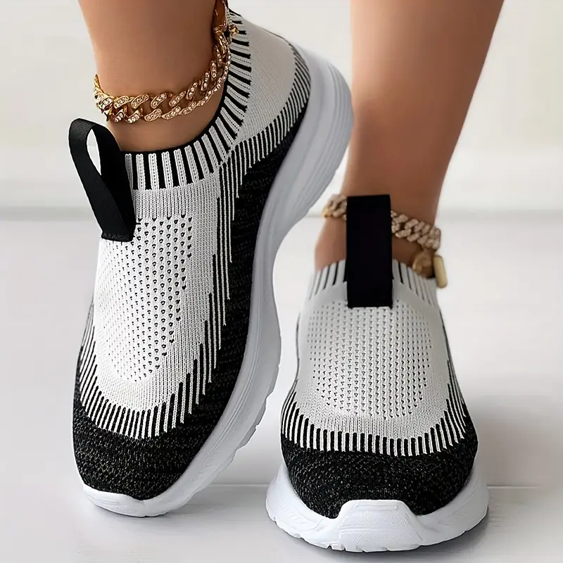Women s Knit Casual Sneakers Slip Round Toe Comfy Flatform details 5